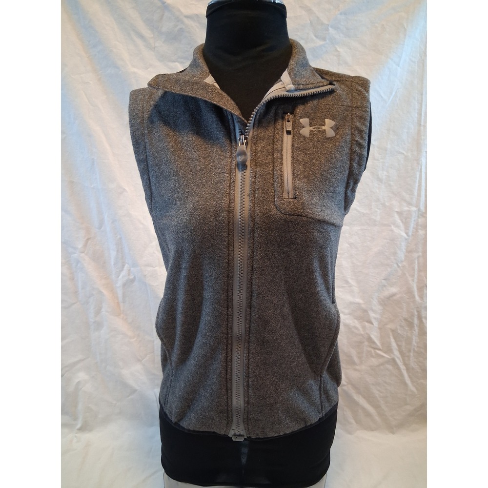 Under Armour Kids ColdGear Gray Heather MagZip Magnetic Zipper Vest YMD Medium